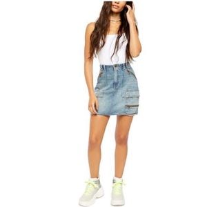 NWT Free People Denim Cargo Skirt